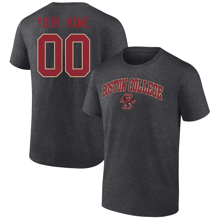 Custom Boston College Eagles Name And Number Tshirts-Charcoal